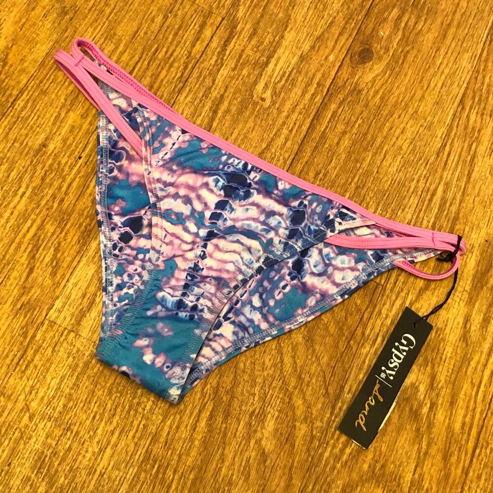 Gypsy 05 Sand Colorful Tie Dye Cheeky Swim Bikini Bottom Size Small